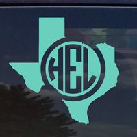 Texas Custom Circle Monogram Initials Vinyl Decal Sticker for Cars YETI Cup Laptop (8"x8", Mint/Teal)