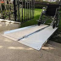 Goujxcy Threshold Ramps 6' Portable Folding Aluminum Wheelchair Threshold Ramp with Ribbed Surface and Carrying Handle