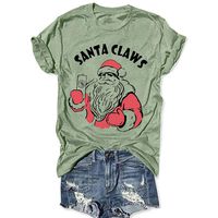Christmas Shirts for Women's Christmas Santa Claws Short Sleeve Round Neck T Shirt Funny Christmas Graphic Tee Tops Green