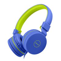 Kids Headphones, 85dB Volume Limiting Hearing Protection - with Microphone - Wired Children Foldable On Ear Headphones for Boys Girls Teens School (Blue)