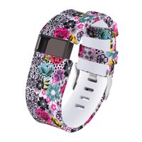 Gealpoor Newest Colorful Flower for Charge HR Bands,Soft Silicone Replacement Adjustable Band Sports Strap for Fitbit Charge HR Large/Small for Womens/Mens/Girls (S, Red Flower)