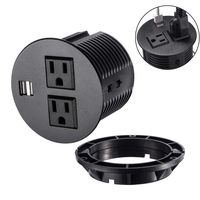 3 inch Desktop Power Grommet Recessed Outlet USB Grommet with 2 AC Outlets and 2 USB Charging Ports with 10 FT Extension Cord(Black)