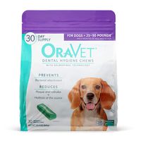 ORAVET Dental Hygiene Chews for Medium Dogs (25-50 pounds), 30-Count Pack