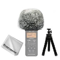 First2savvv Outdoor Portable Digital Recorders Furry Microphone Mic Windscreen Wind Muff for Tascam DR-07MKII DR07MK2 + mini tripod + Suede cleaning cloth TM-DM-DR07MKII-C01TZ3