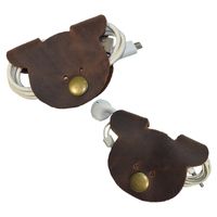 Bear Shaped Cord Keeper (Cord Clam) 2-Pack Handmade by Hide & Drink :: Bourbon Brown