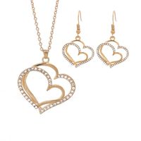 Love Heart Pendant Necklaces,Hemlock Women Banquet Wedding Earrings Necklaces Pearl Crystal Necklaces Jewelry (Gold-1)