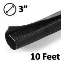 Electriduct 3" Hook and Loop Nylon Fast Wrap Sleeve Cable Management - 10 Feet - Black