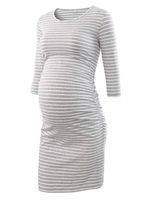 Liu & Qu Women's Ruched Maternity Bodycon Dress Mama Causual 3/4 Sleeve Wrap Dresses