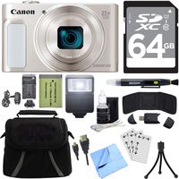 Canon PowerShot SX620 HS 20.2MP Digital Camera Silver w/ 64GB Accessory Bundle Includes Camera, 64GB SDXC Memory Card, Bag, HDMI Cable, Flash, Mini Tripod, Cleaning Kit and Beach Camera Cloth