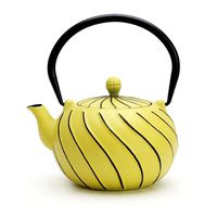 Tea Kettle, TOPTIER Japanese Cast Iron Teapot with Infuser, Stovetop Safe Cast Iron Tea Kettle, Wave Design Cast Iron Teakettle Coated with Enameled Interior for 30 oz (900 ml), Yellow