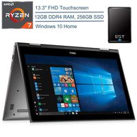 2019 Dell Inspiron 7000 2-in-1 13.3" FHD Touchscreen Laptop Computer, AMD Quad-Core Ryzen 7 2700U up to 3.8GHz(Beats i7-7500U), 12GB DDR4, 256GB SSD, HDMI, Windows 10 + EST 320GB External Hard Drive