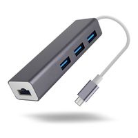 Seternaly USB C Hub to Ethernet + 3 Ports USB 3.0 Type C Hub for Notebook Tablet PC Mobile Phone (Grey)
