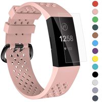 Velavior Breathable Bands for Fitbit Charge 3/ Charge3 SE, Waterproof Silicone Sports Band with Air Holes, Adjustable Replacement Wristbands for Women Men Small Large (Baby Pink, Small)