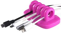 Desktop Cable Organizer and Cable Holder for Cable Management of USB Cables, Power Cords & Charging Cables - Bundled with 2 Bonus Cable Clips (Pink)