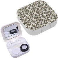 Portable Contact Lens Case Box Travel Kit Mirror + Bottle + Tweezers Container Holder [ Vintage Graphic Design ]
