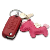 MOKIE Compatible for Leather Remote Key Fob Case Keyless Volkswagen Golf Jetta Passat Beetle Phaeton 3 Button
