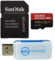 SanDisk 400GB Micro SDXC Extreme Pro Memory Card Bundle Works with GoPro Hero 7 Black, Silver, Hero7 White UHS-I A2 (SDSQXCZ-400G-GN6MA) Plus (1) Everything But Stromboli (TM) Multi-Slot Card Reader