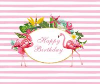 HUAYI 6.5x5ft Flamingo birthday backdrop flowers pink and white stripes background Baby Children Birthday Banner Background W-301
