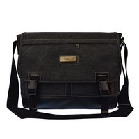 14" Laptop Bag Canvas Leather Messenger Bag for Men Women Laptop Messenger Bag 260 Black