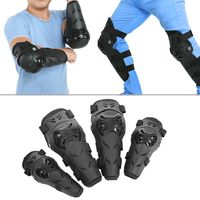 Qii lu 4 pcs Motorcycle Motocross Cycling Elbow and Knee Pads Protection Shin Guards Body Armor Set Black for Adults(Black)