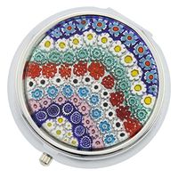 GlassOfVenice Murano Glass Millefiori Pill Box - Silver Round