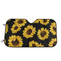 Windshield Sun Shade, Car Window Shade as Bonus Keep Vehicle Cool Protect Your Car from Sun Heat & Glare Best UV Ray Visor Protector -Shabby Chic Floral Sunflower