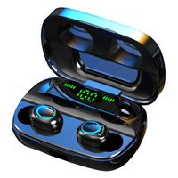 Luisport True Wireless Earbuds TWS Bluetooth 5.0 Earbuds with LED Battery Display Wireless Earphones with Charging Case Stereo Sound (1-Black)
