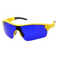 Men's Golf Ball Finder Glasses - True Blue Lens - Sports Style Frame - Wrap Around Sunglasses (Yellow)