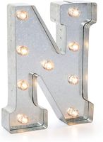 Darice Silver Metal Marquee Letter - N - 9.87" Tall, Galvanized Silver Finish