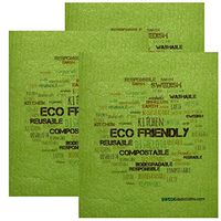 SWEDEdishcloths Swedish Dishcloth Set of 3 Each Swedish Dishcloths ECO Wordcloud on Green Design | Eco Friendly Cleaning Absorbent Cloth Eco Friendly Cleaning Wipes