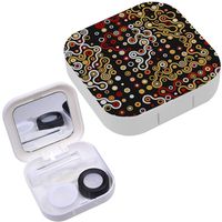 Portable Contact Lens Case Box Travel Kit Mirror + Bottle + Tweezers Container Holder [ Geometric Colored Elements ]