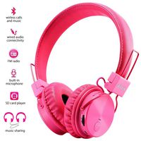 Kids Headphones, Foldable Stereo Bluetooth Headphones with Microphone Volume Control 3.5mm Jack, Adjustable On Ear Wired and Wireless Children Headset for School Airplane Kindle iPad Boys Girls Teens