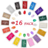 Ink Pads, GYORGKSHI Washable Stamp Pad for Kids, [16 Colors] Craft Scrapbooking Ink Stamp Pads for Rubber Stamps, Paper, Fabric