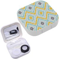 Portable Contact Lens Case Box Travel Kit Mirror + Bottle + Tweezers Container Holder [ Geometric Based On ]