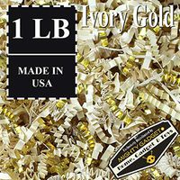 Mighty Gadget (R) 1 LB Premium Ivory Gold Metallic Mix Crinkle Cut Paper Shred Filler for Gift Wrapping & Basket Filling