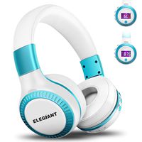 Bluetooth Headphones, ELEGIANT On Ear Bluetooth Headset Foldable with Mic FM Radio Micro SD Card Slot Wired and Bluetooth Headphones for iPhone X 8 7 6S 6/Android Phones/i Pad/Laptop/PC White & Blu