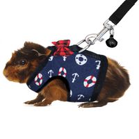 RYPET Guinea Pig Leash and Harness - Navy Style Small Pet Harness with Safe Bell, No Pull Comfort Padded Vest for Guinea Pigs, Ferret, Chinchilla and Similar Small Animals