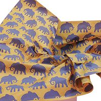 10ct Blue-Purple Elephants on Kraft Brown Tissue Paper Gift Wrapping 20"x30" Sheets nfLG -928