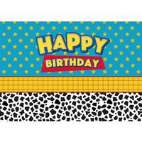 Allenjoy 8x6ft Happy Birthday Toy Backdrop Boys Girls Kids Cartoon Story Banner Happy 1st First Birthday Party Photography Background for Children Newborn Baby Cake Dessert Table Decors Photo Booth