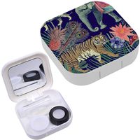 Portable Contact Lens Case Box Travel Kit Mirror + Bottle + Tweezers Container Holder [ Vintage Style Watercolor ]