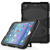 CSLU iPad Mini 1/2/3 Case, [Kickstand]Heavy Duty Shockproof Rugged Hybrid Impact Resistant Armor Defender Full Body Protective Silicone Cover for iPad Mini 1 / iPad Mini 2 / iPad Mini 3 Tablet, Black