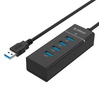 ORICO Mini Portable 4 Port USB3.0 Hub with 1Ft. USB Cable for iPhone Sumsung Mac Windows Tablet PC Laptop - Black