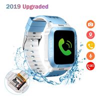 Eleoption Kids Smart Watches GPS Tracker Phone Call for Boys Girls Digital Wrist Watch, Sport Smart Watch, Touch Screen Cellphone Camera Anti-Lost SOS Learning Toy for Kids Gift (White&Blue)