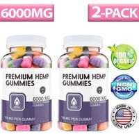 2 Pack HempTotally Hemp Gummies 6000MG - 100MG per Natural Fruit Gummy with Organic and Vegan Hemp Oil, Candy Supplements for Pain, Anxiety, Stress & Inflammation Relief, Promotes Sleep & Calms Mood