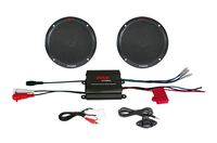 Pyle Marine Receiver Speaker Kit - 2-Channel Amplifier w/ 6.5" Speakers (2) Waterproof Poly Bag 3.5mm Jack RCA Adaptor for MP3/iPod & Volume Gain Remote Control & Power Protection Circuitry - PLMRKT2B