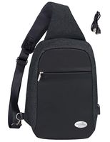 Anti-theft Sling Bag - Crossbody Backpack for Women & Men Travel Bag School Shoulder Backpack with USB Charging Port, Water Resistant Students Men Women Chest Day Bag Black