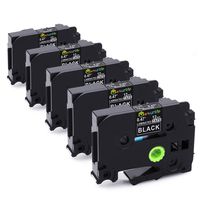 Replacement for Brother TZe-335 Tze 335 White on Black 12 mm Label Tape, compatible with Brother P-touch PT-D200 PTD400 PTH110 PT-2030 PT-1010 PT-1880, 1/2 Inch x 26.2 Feet Each Laminated Tape, 5-Pack