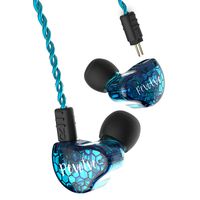 RevoNext RX8S in Ear Monitor,Noise-Isolating in Ear Headphones 1DD+2BA Hybrid Balance Armature with Dynamic Triple Driver HiFi Headphones with 2 Pins Detachable Cable and A Silicone Case (Blue)