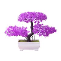 dezirZJjx Artificial Plants Welcoming Pine Bonsai Simulation Artificial Potted Plant Ornament Home Decor - Rose Red