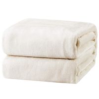 Bedsure Flannel Fleece Luxury Blanket Cream Throw Size Lightweight Cozy Plush Microfiber Solid Blanket